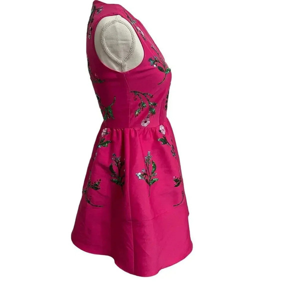 Kate Spade Fit and Flare Floral Embellished Pink Women's Dress Size 00 - Picture 4 of 16